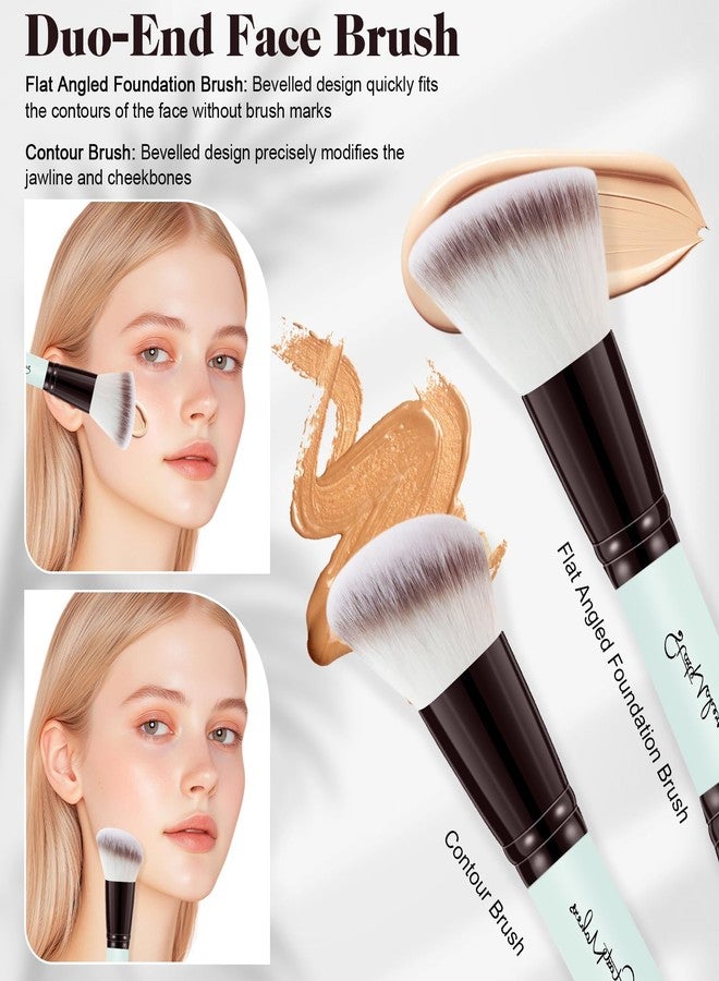 START MAKERS Makeup Brush Set 5Pcs, Dual-Ended Foundation Contour Concealer Blush Powder Bronzer Eyeshadow Brushes for Liquid, Cream, Powder, Blending, Buffing, Stippling Face Make up Tools - Image 3